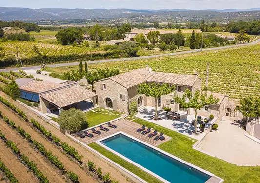 A french church in a vineyard. (c)Duvine
