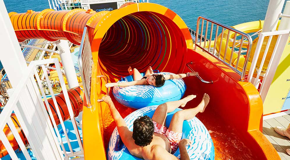 Water slides on board Carnival Mardis Gras