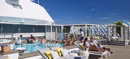 A group of people in the pool onboard Celebrity Cruises ship