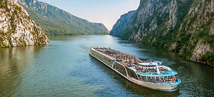 The AmaMagna floating in the Iron Gates