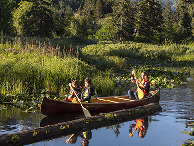 Family in a canoe