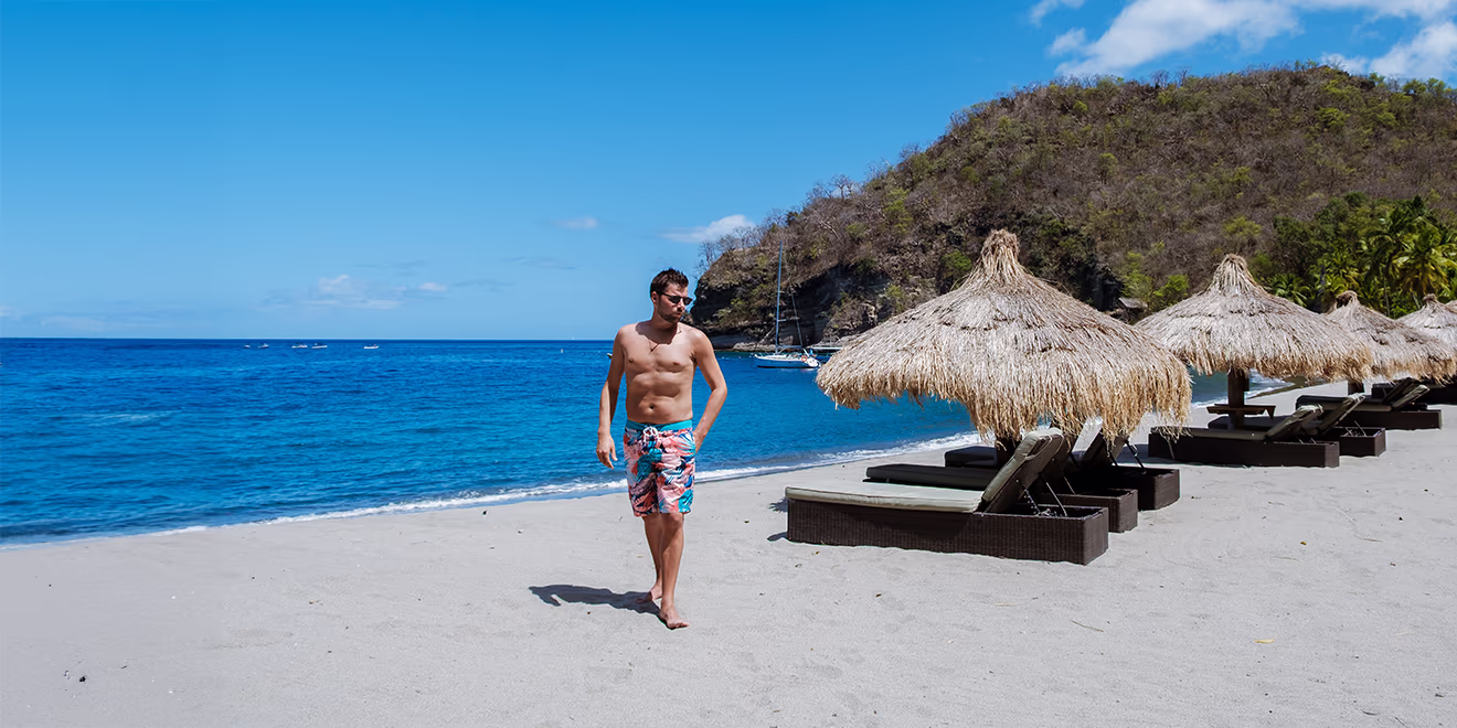 Shirtless man on Luxury beach
