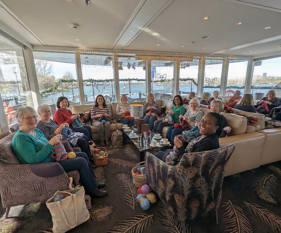 A knitting club on a river cruise