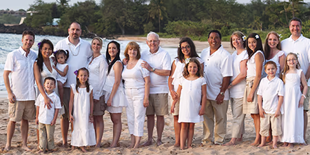 Large family on a beach