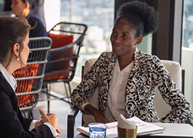 A business woman discusses budget