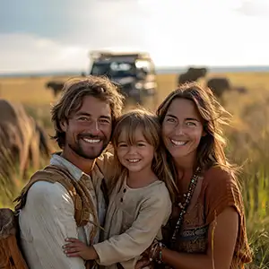 family on safari