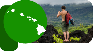 man hiking in hawaii