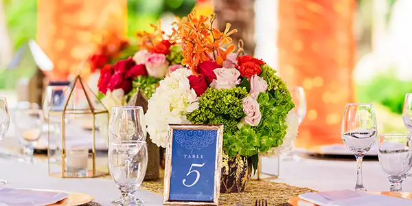 A wedding table setting